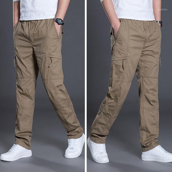 

2019 summer fashion men pants casual cotton long pants straight joggers homme plus size 5xl 6xl business work trousers for men1, Black
