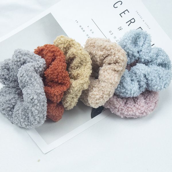 

autumn winter lovely lambs plush hair ring female elastic rubber band tie hair rope women girls ponytail holder accessories headress ly2201, Slivery;white