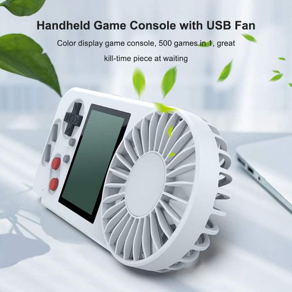 

handheld game console with usb fan color display 500 in 1 game console retro with mini personal fan for kids adults