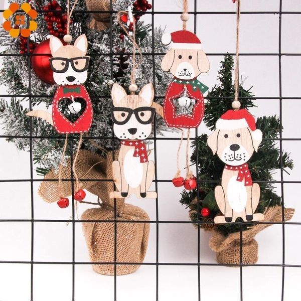 

christmas decorations 1pc cute dog wooden ornaments pendants diy wood crafts hanging xmas tree ornament kids gift party decoration1