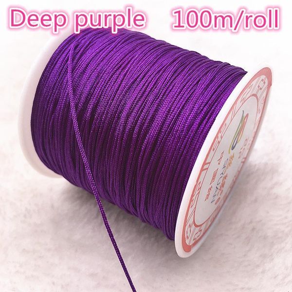 

100m roll 0.8mm deep purple nylon cord thread chinese knot macrame cord bracelet braided string diy tassels beading thread h jllyau