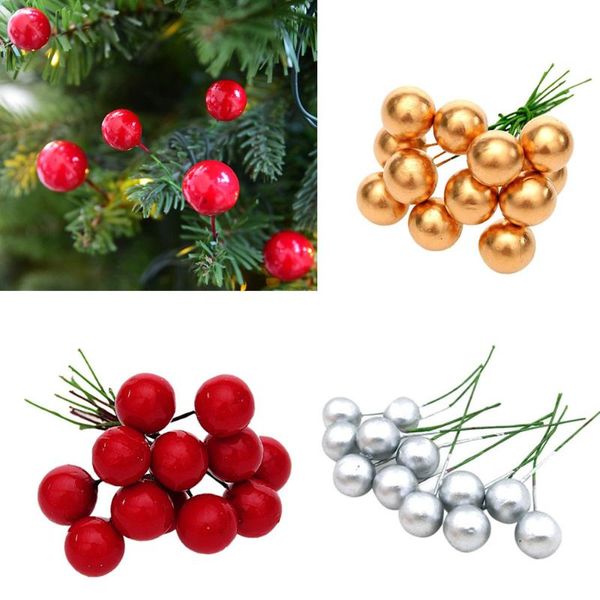 

decorative flowers & wreaths 12pcs christmas tree decorations simulation pendant artificial fruitage hanging adornos de navidad#35