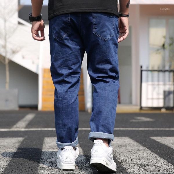 

new arrival fashion spring autumn tide loose elasticity extra large straight trousers men jeans plus size 38-44 46 481, Blue