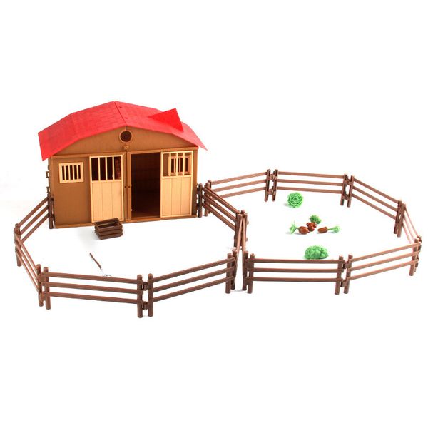 Simulação fazenda fazenda diy luta blocos de construção casa casa e planta fence montagem mesa mesa cena modelo brinquedo