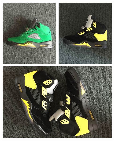 

new 5 oregon ducks pe men basketball shoes jumpducks apple green/yellow strike-black sports trainers mens fashion shoe 454803-535, White;red