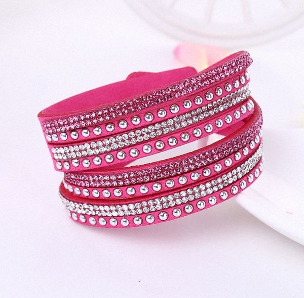 

slake new fashion deluxe multilayer wrap leather bracelets charm bangles with sparkling crystal women sandy beach fine j