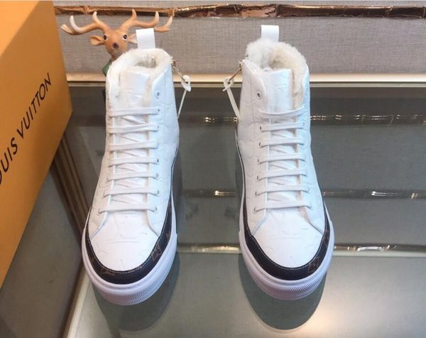 

new r luxury paris fashion mens and womens waterproof high elastic non-slip breathable cowhide vacuum embossed high-boots lin, Black