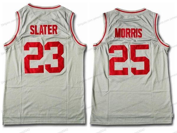 

custom bayside slater #23 morris #25 basketball jersey men's stitched grey any size 2xs-5xl name and number, Black;red