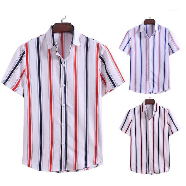 

summer fashion striped men's shirt short sleeve casual men clothing shirts for men 1pc camisas de hombre ajax 2020 20211, White;black