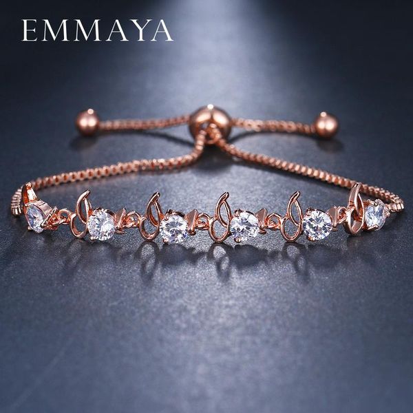 

emmaya crystal adjustable bracelet for women rose gold color cubic zirconia cz bracelets & bangles chain jewelry gift, Black