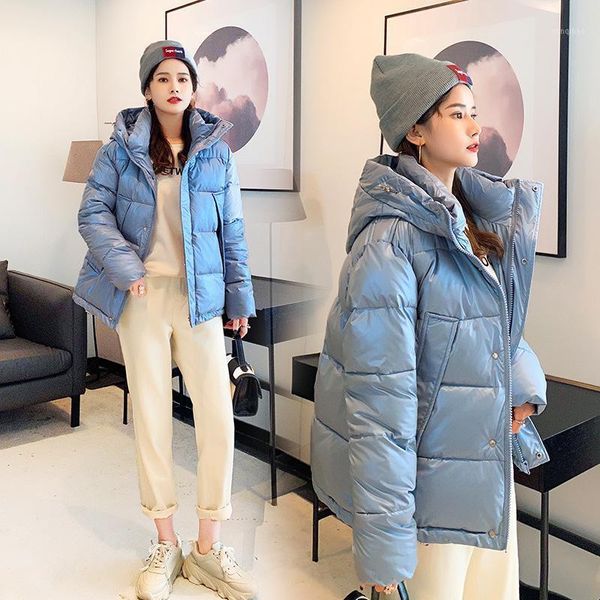 

2020 new winter jacket women parkas hooded thick down cotton padded parka female jacket short coat slim warm outwear1, Black