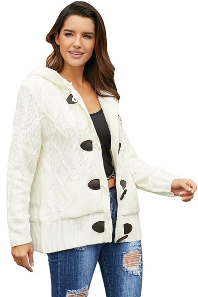 

2021 new womens fashion baggy warm fleece lined toggle button knit twist hoodie cardigan sweaters o37x, White;black