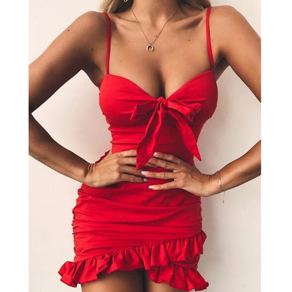 

2021 new summer stylish sling low-cut fine ruffle hem feminine bundle hip dress d8js, Black;gray
