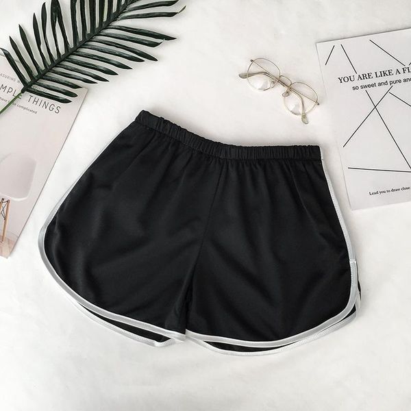 

2020 women casual shorts patchwork body fitness workout summer shorts female elastic skinny slim beach egde short hot, White;black