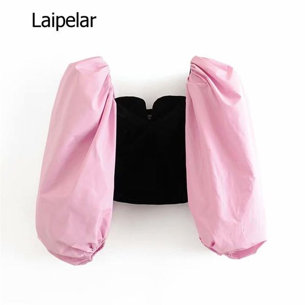 

patchwork velvet blouses lantern sleeve shirts female casual short style chic blusas mujer, White