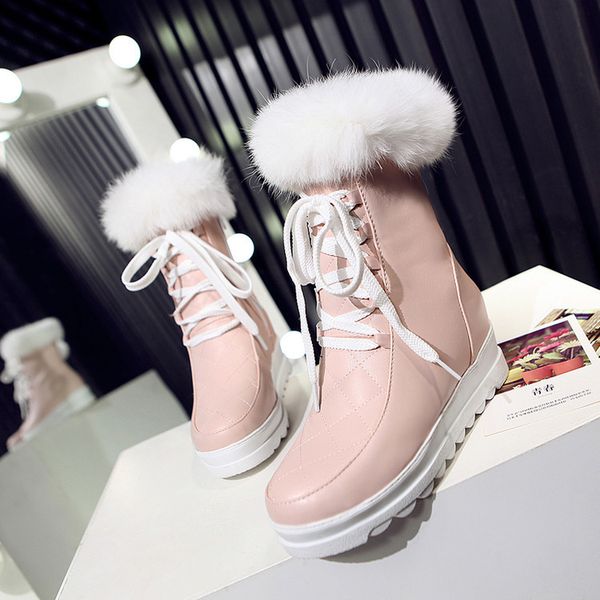 

women's shoes snow platform keep warm ankle winter boots with thick skin lgx5, Black