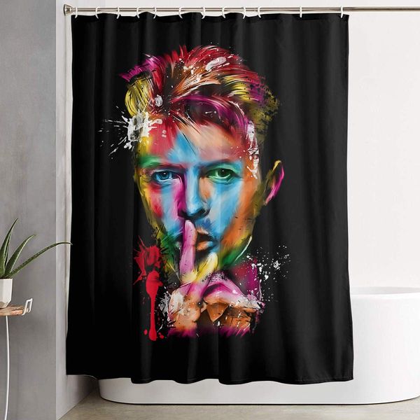 

david bowie shower curtain classic music style for bathroom
