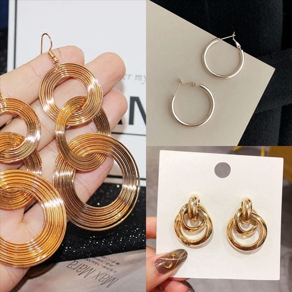 

moi shipping realplatedpearl stud popular earrings gold earring chunky, Golden