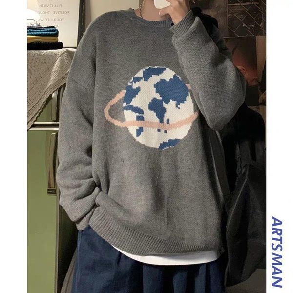 

men's sweaters autumn winter sweater round neck loose shirt, White;black