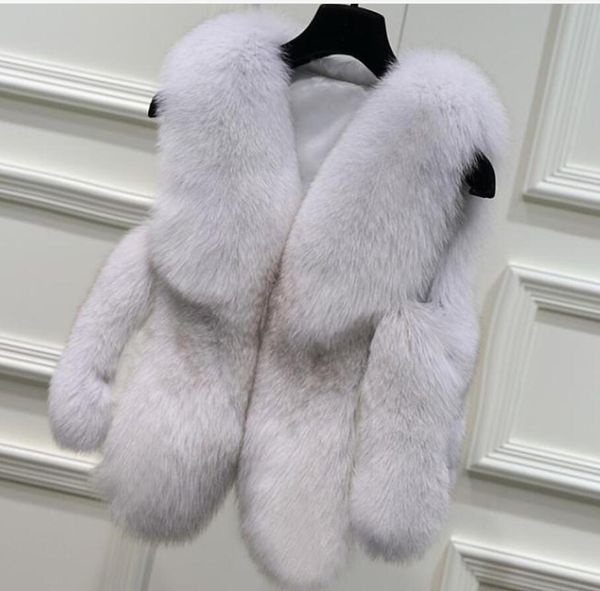 

faux fur vest women's autumn and winter new style women's slim waistcoat imitation fox whole fur fur coat, Black