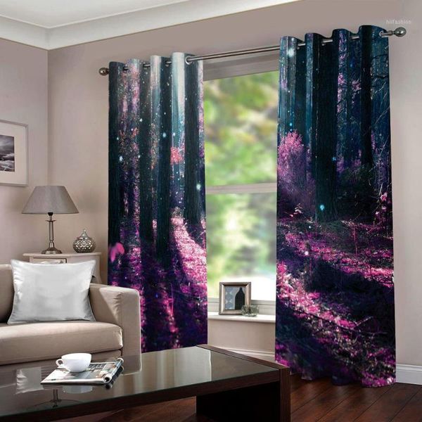 

modern curtains purple printing curtains for living room bedroom forest landscape kitchen children room drapes1