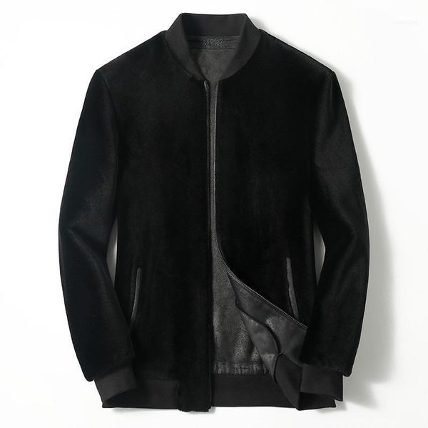 

real fur coat men 100% wool mens jackets and coats autumn winter male jacket short 2020 hommes veste pph246511, Black