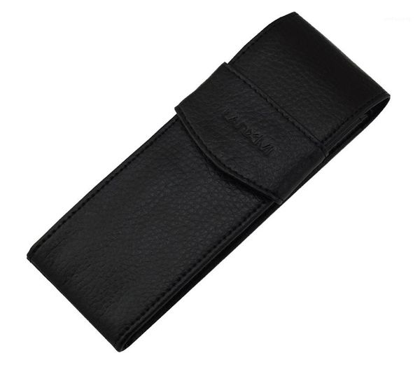 Astucci per matite Penna stilografica / astuccio portarullo Borsa in vera pelle di vacchetta lavata di qualità Nero / Porta bustina da caffè1