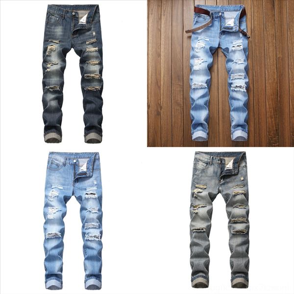 

bqccp skinny men men denim pants streetwear calca masculina ripped hole jeans for jeans destroyed ripped slim man unique jeans fit hole, Black