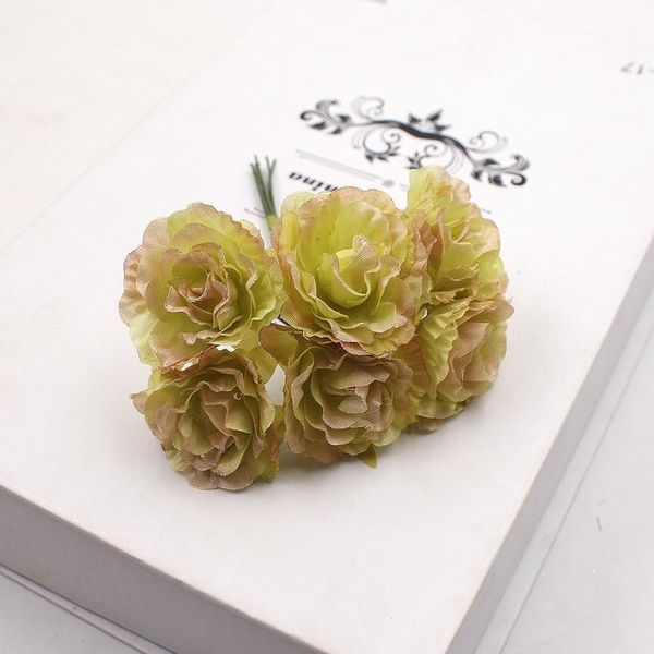 

6pcs/lot artificial flowers silk rose flower bouquet for wedding home decoration diy craft wreath gift scrapbooking acc jllwho