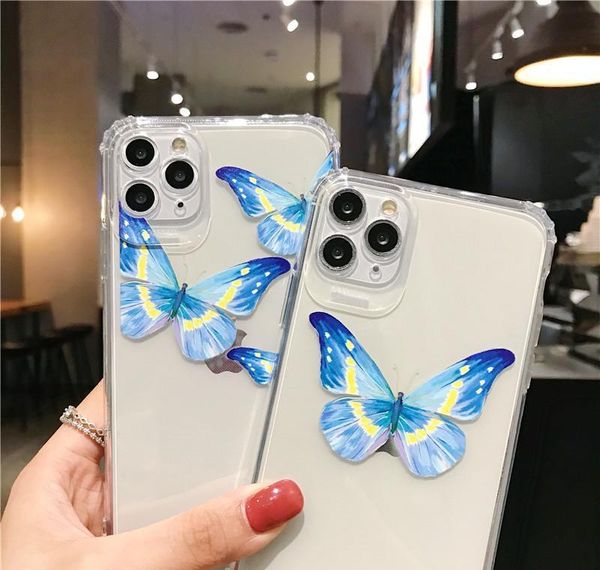 

cute butterfly blue phone case for iphone 11 pro max xr xs max x 7 8 plus clear tpu soft f bbyxid bde_home