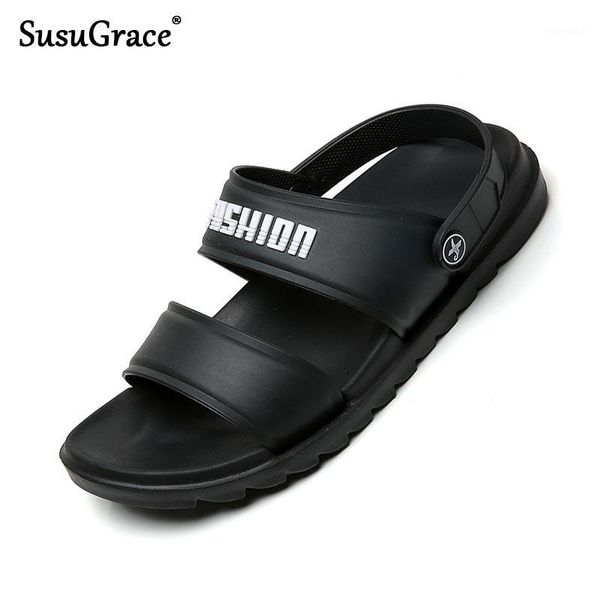 

susugrace summer men slides casual sandals flats light shoes fashion breathable beach slippers black youth zapatos de hombre new1