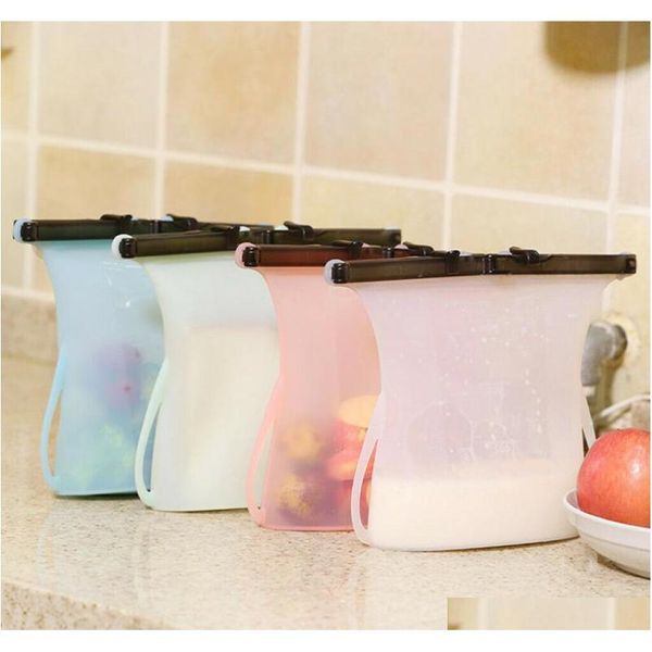 

1000ml foldable sile food preservation bag reusable sealing storage container food fresh bags vegetables se qylsww garden2010
