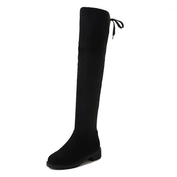 

high flat boots women's over the knee boots comfortable autumn and winter artificial suede fashion women's shoes1, Black