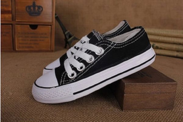 

parent-childs shoes boy and girl lace-up white shoes children's casual canva baby sneaker sport shoes, Black;red