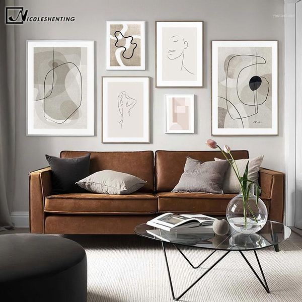

geometry abstract shape painting nordic canvas print simplicity art vintage poster line drawing wall picture modern home decor1