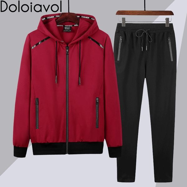 

men's sportswear hoodies set spring autumn jogging suits sports suit running gym wear tracksuit 2 piece set plus size 8xl 9xl 201118, Gray