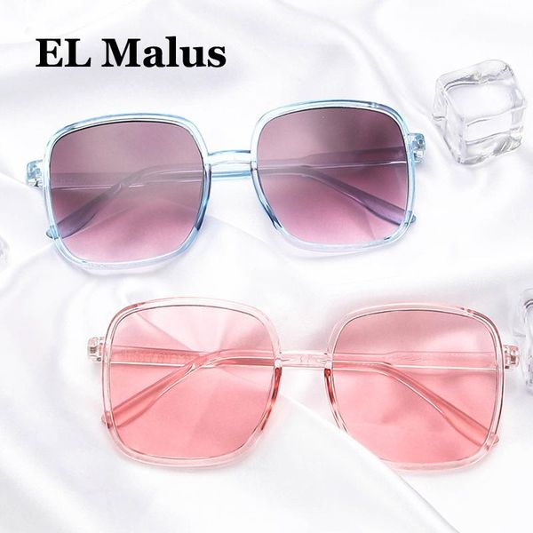 

el malus]big square frame sunglasses women mens tan pink lens gray shades ladies sun glasses oculos, White;black