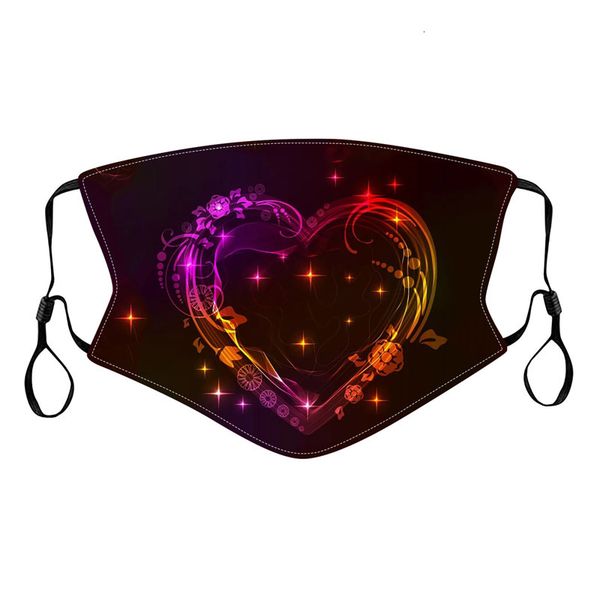 

factory pricecouple valentine day heart shaped printed fashion designer masks reusable dustproof face covering