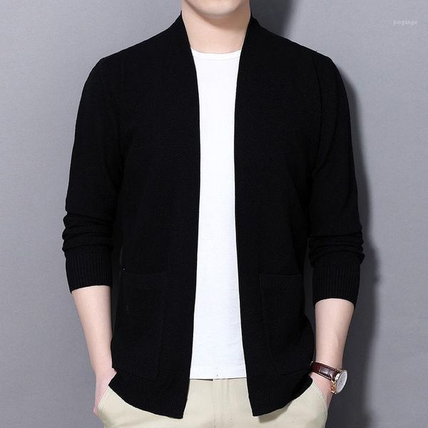 

knitted cardigan men's new autumn slim sweater coat korean style casual fashion handsome men's, White;black