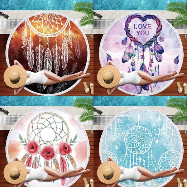 

150 * 150см dreamcatcher beach towel bohemian круглосуточно банное полотенце с кисточкой перо летнее одеяло браун пляж мат хо вмтум, Blue;gray
