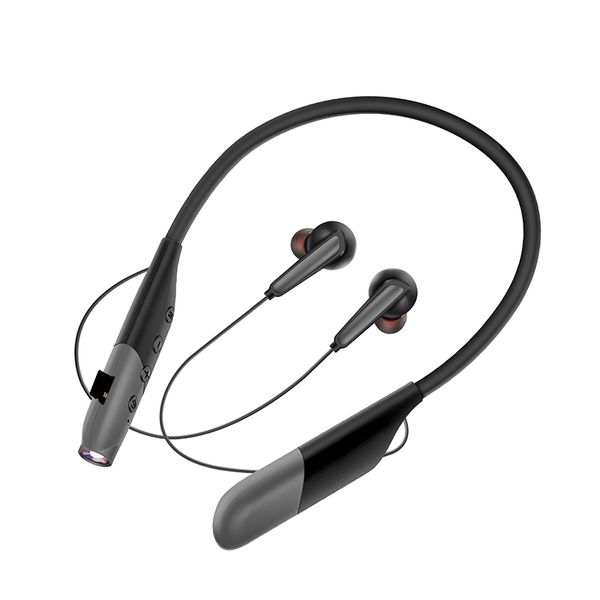 Akz-R11 BT 5.1 fones de ouvido ajustáveis ​​macios magnéticos que penduram os esportes dos esportes dos esportes Headsets do estilo da aptidão com fones de ouvido da lanterna elétrica