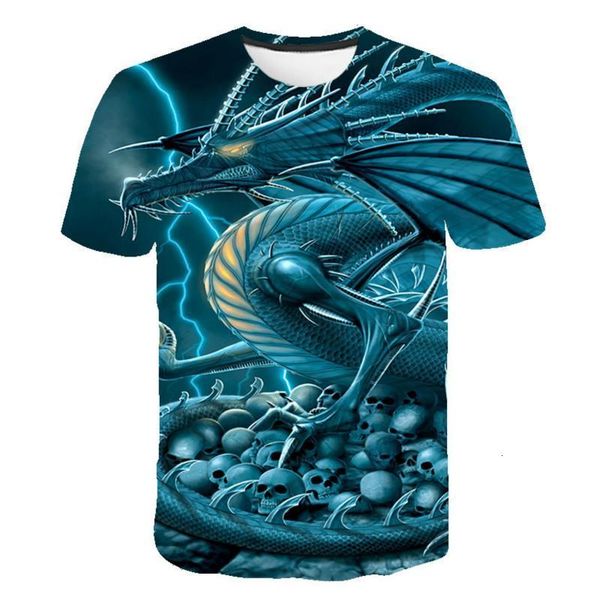 

summer 2021 new round neck horror skull men's t-shirt 3d print t-shirt selling starry sky abstract dragon t-shirt clothing, White;black