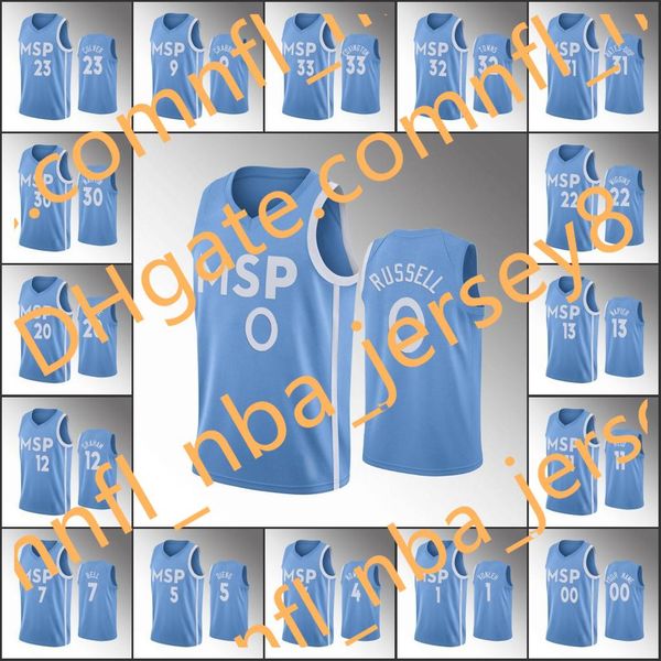 

minnesota timberwolves men karl-anthony towns d'angelo russell andrew wiggins blue nba custom 2020 jersey, Black;red