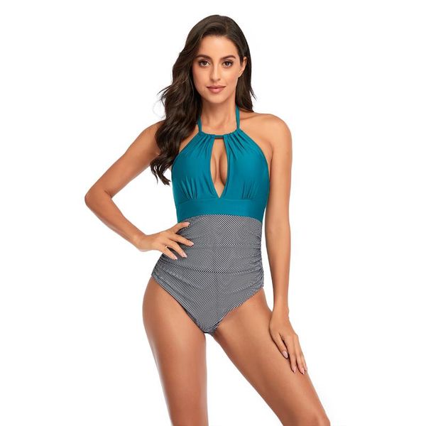 

2021 new plus size one piece swimsuit swimwear women bathing suit swim vintage beach monokini swimsuit bikini brazilian, White;black