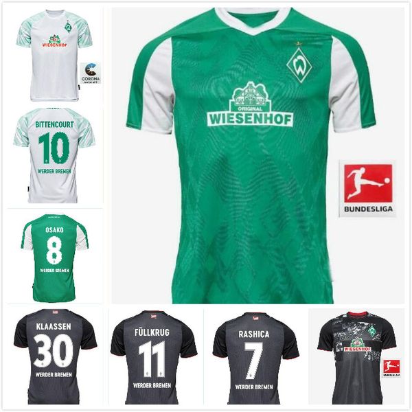 

20 21 21 sv werder bremen футбольные трикотажки 2021 2020 главная прочь третья клаассен фуркрог биткурт rashica m.g gestein мужские футболки, Black;yellow