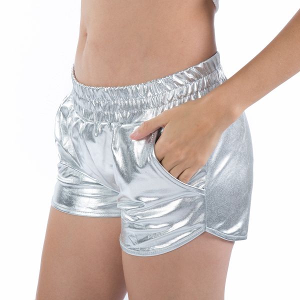 

elastic waist pocket pants fashion casual solid color women's shorts, White;black