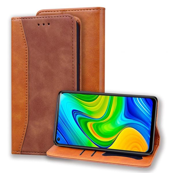 

for xiaomi redmi note 9 business stitching horizontal flip leather case with double folding bracket card slots p frame wallet