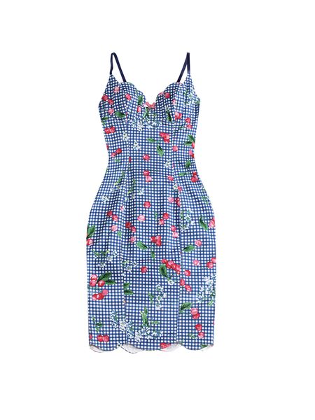 

2021 new le palais dressed corrugated chess and cherry, vintage original style, cherry print, spaghetti handle, for summer yhpf, Black;gray