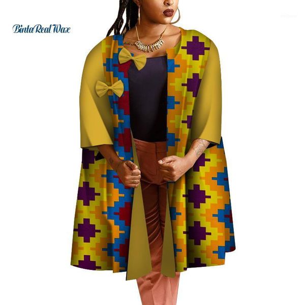 

african trench coat for women clothes traditional african print water drop patch designs bow trench bazin clothing wy47191, Tan;black