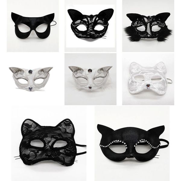 

shipping halloween cosplay stage half masks performance props lace female animal cat face christmas party mask f2003